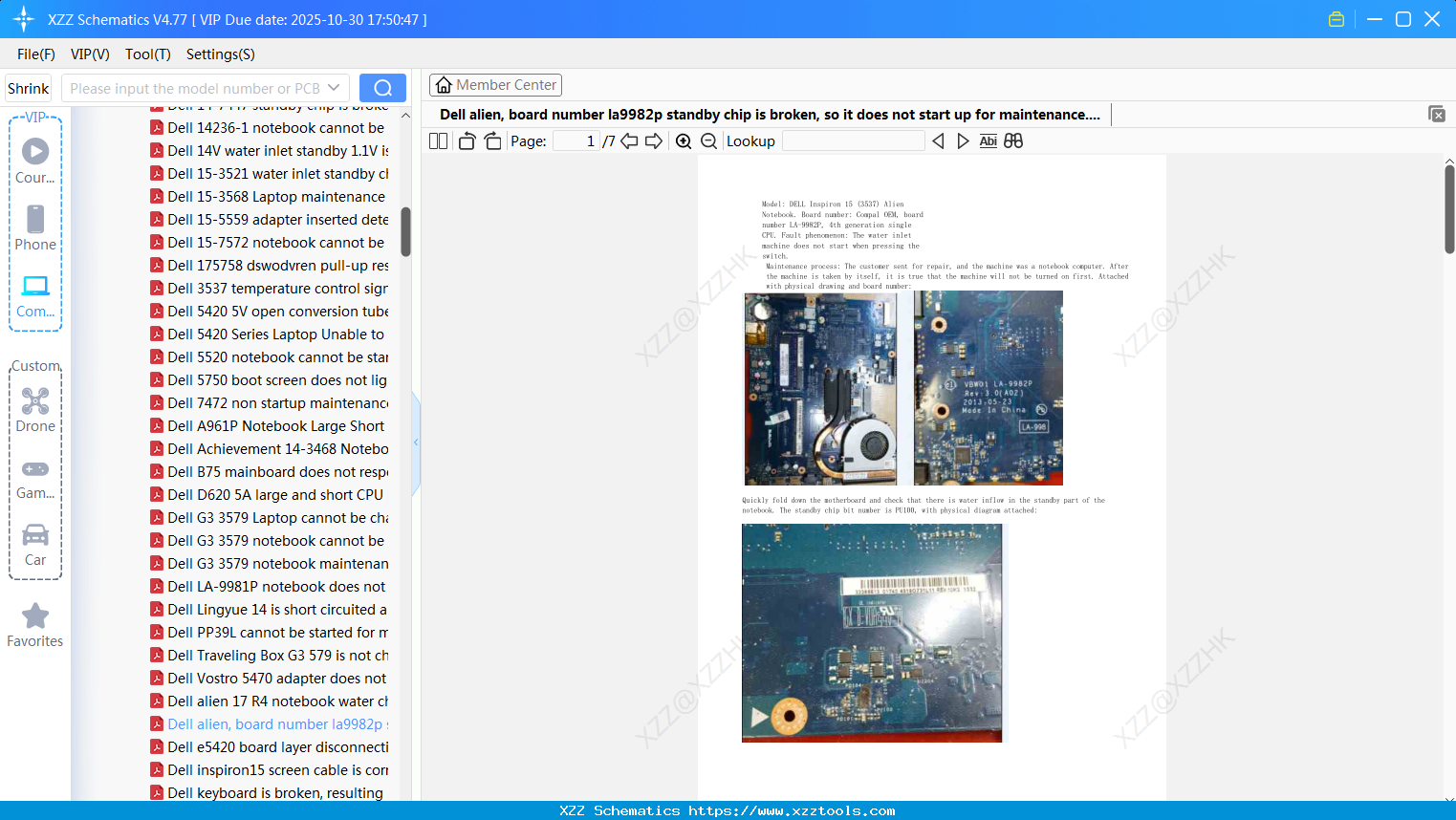 Laptop ACER Dell Alien, Board Number La9982p Standby Chip Is Broken, So It Does Not Start Up For Maintenance
